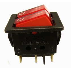 INTERRUPTOR LUMINOSO 6P. (DPDT) ON-OFF, 250V. 10A, COLOR ROJO