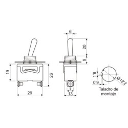 Conmutador unipolar de palanca con dos posiciones